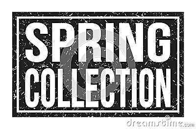SPRING COLLECTION, words on black rectangle stamp sign Stock Photo