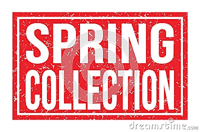 SPRING COLLECTION, words on red rectangle stamp sign Stock Photo