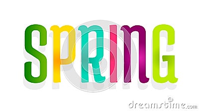 Spring. Colorful word banner Vector Illustration