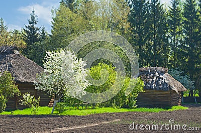 Spring come to an old Ukranian farm Stock Photo