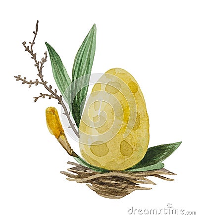 Yellow Egg in the nest. Stock Photo