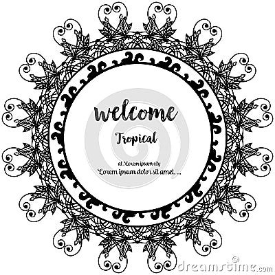 Spring concept, writing welcome tropical, design of card with flower. Vector Vector Illustration