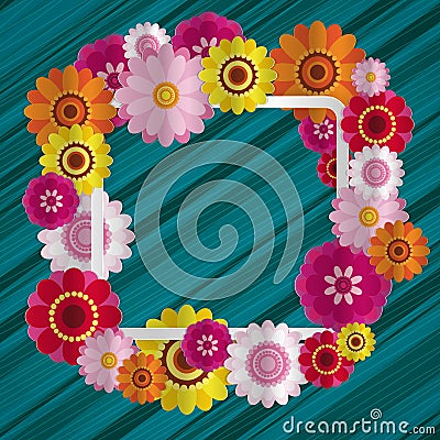 Spring congratulatory floral background. Festive paper flowers Vector Illustration