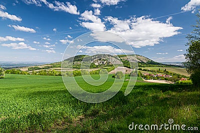 Spring countryside with blue sky and clouds - Palava hills, Czech Republic Stock Photo