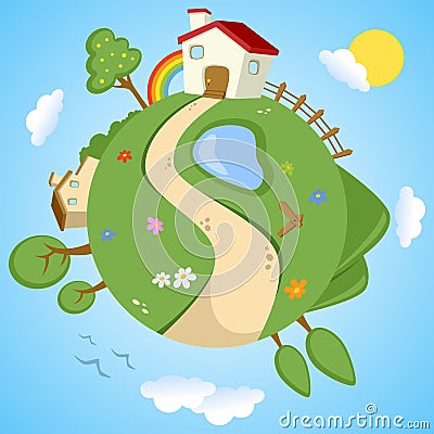 Spring Day on Planet Earth Vector Illustration