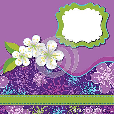 Spring Design template.Cherry flowers background Vector Illustration