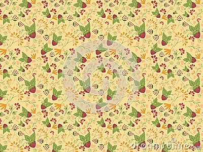 Spring disposition. organic berries strawberry and flowers seamless pattern vector illustration Vector Illustration