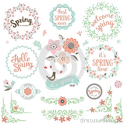Spring Elements Set Vector Illustration