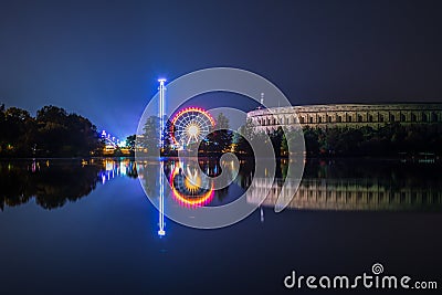 Spring fair in Nuremberg at night Stock Photo