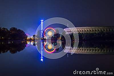 Spring fair in Nuremberg at night Stock Photo