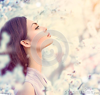 Spring fashion girl outdoor portrait Stock Photo