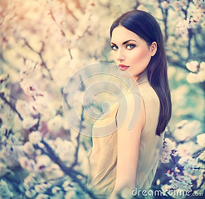 Spring fashion girl outdoor portrait Stock Photo