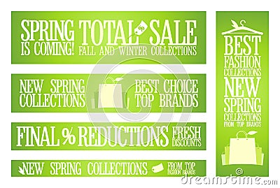 Spring fashion sale banners. Vector Illustration