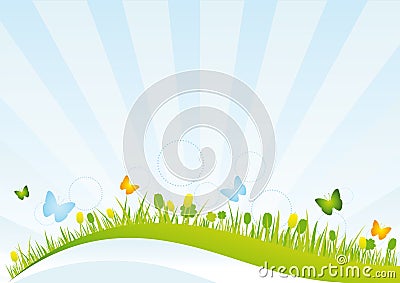 Spring Field Vector Illustration