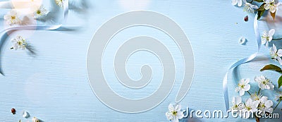 Spring floral background with spring white flower; bright Easter background Stock Photo