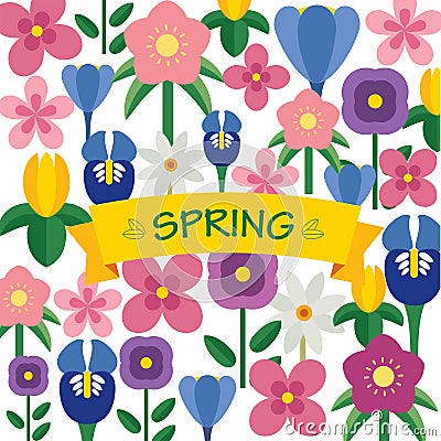 Spring flower background flat design Vector Illustration