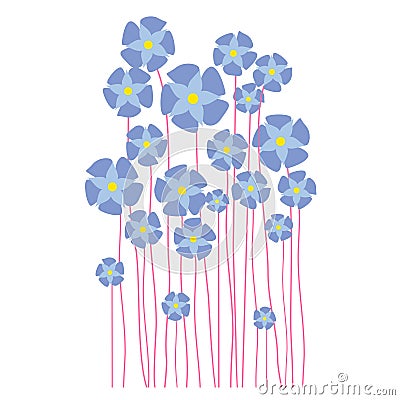 Spring flower. Early spring flowers isolated on White Background. Flower Beautiful vector illustrationBlue Vector Illustration