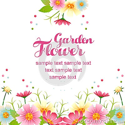 Spring flower garden frame Vector Illustration