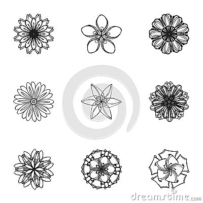Spring flower icon set, simple style Vector Illustration