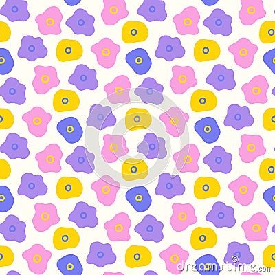 Spring flower seamless patterns in doodle style Vector Illustration