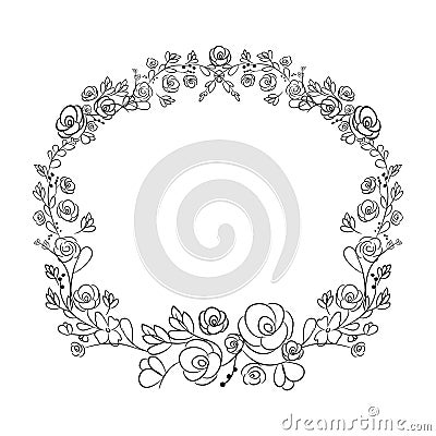 Spring flower wreath laurel branches. Vector hand drawn design e Vector Illustration