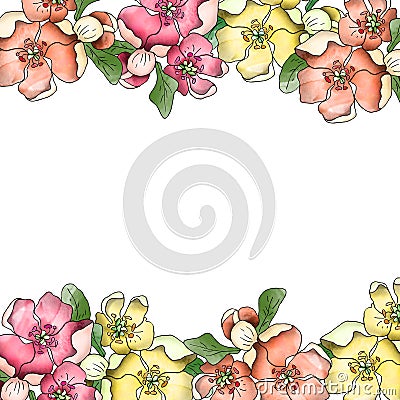 Spring flowering apple tree template frame. Stock Photo