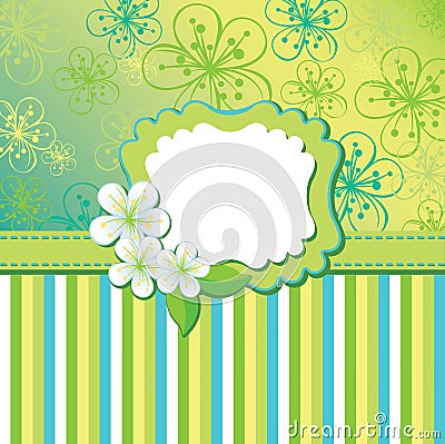 Spring flowers background and strips. Design templ Vector Illustration