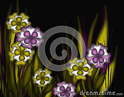 Spring Flowers on Blurred Background Illustration Stock Photo