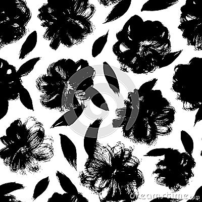 Spring flowers hand drawn vector seamless pattern. Vector Illustration