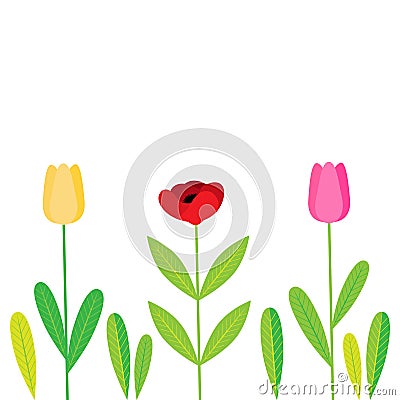 Spring flowers with leaves vector background Vector Illustration