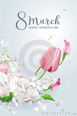 Spring flowers for 8 March Vector Illustration