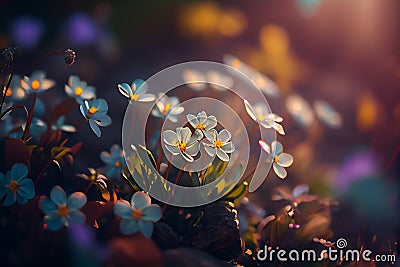 Spring flowers, soft bokeh background..generative ai Stock Photo