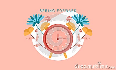 Spring forward fall back illustration with clock Stock Photo