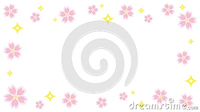 spring frame -cherry blossoms and glitter- landscape format Cartoon Illustration