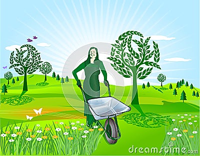 Spring gardening Vector Illustration