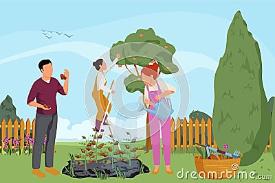 Spring Gardening Flat Background Vector Illustration
