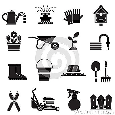 Spring Gardening Icons Set Vector Illustration