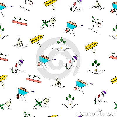 Spring gardening seamless pattern. Vector Illustration