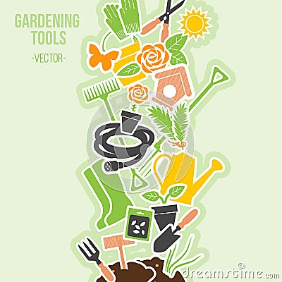 Spring Gardening Tools Set, Vector Illustration Vector Illustration