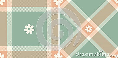 Spring gingham pattern, seamless checked plaids. Pastel vichy background for tablecloth, napkin, dress, Easter holiday textile Vector Illustration