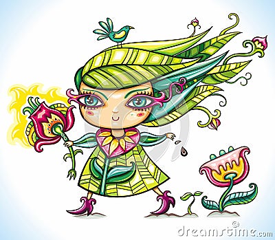 Spring girl Vector Illustration