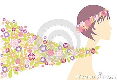 Spring girl with flowers Vector Illustration