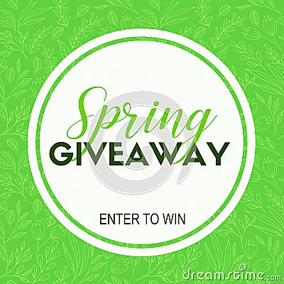 Spring giveaway card. Vector template for blogs Vector Illustration