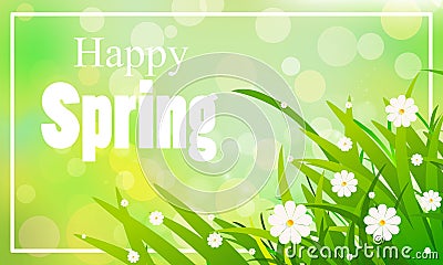 Spring grass with daisies background template for banners Vector Illustration