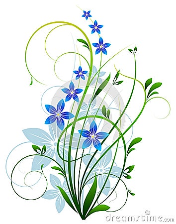 Spring grass with flowers Vector Illustration