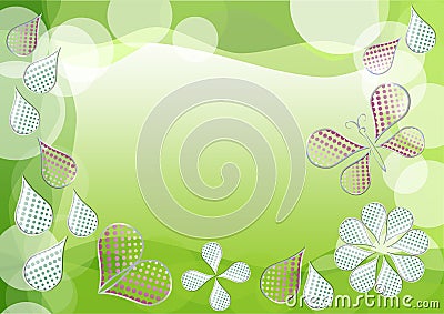 Spring green background with morphing dotted drops Vector Illustration