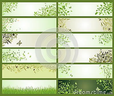 Spring green decorative floral banners Stock Photo