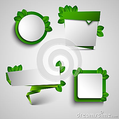 Spring green frame pointer tag design element Vector Illustration