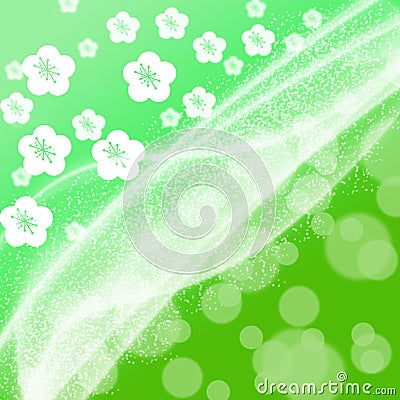 Spring green illustration with flowers and bokeh Cartoon Illustration