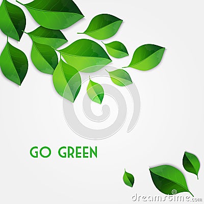 Spring green leaves background. Go green concept Vector Illustration